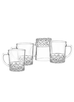 Elegant Set of 4 clear glass tea cups 240 ml  - Image 1