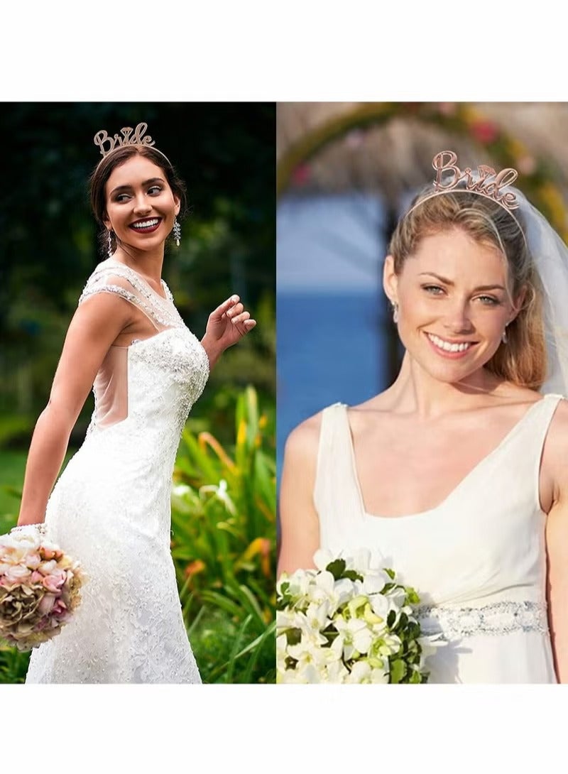 Bride to Be Decoration Set Bride Sash Headband Tiara Bride Veil with Comb Rhinestone Tiara Pre-Strung Banner Bride to Be Gifts Decorations Wedding  - Image 2