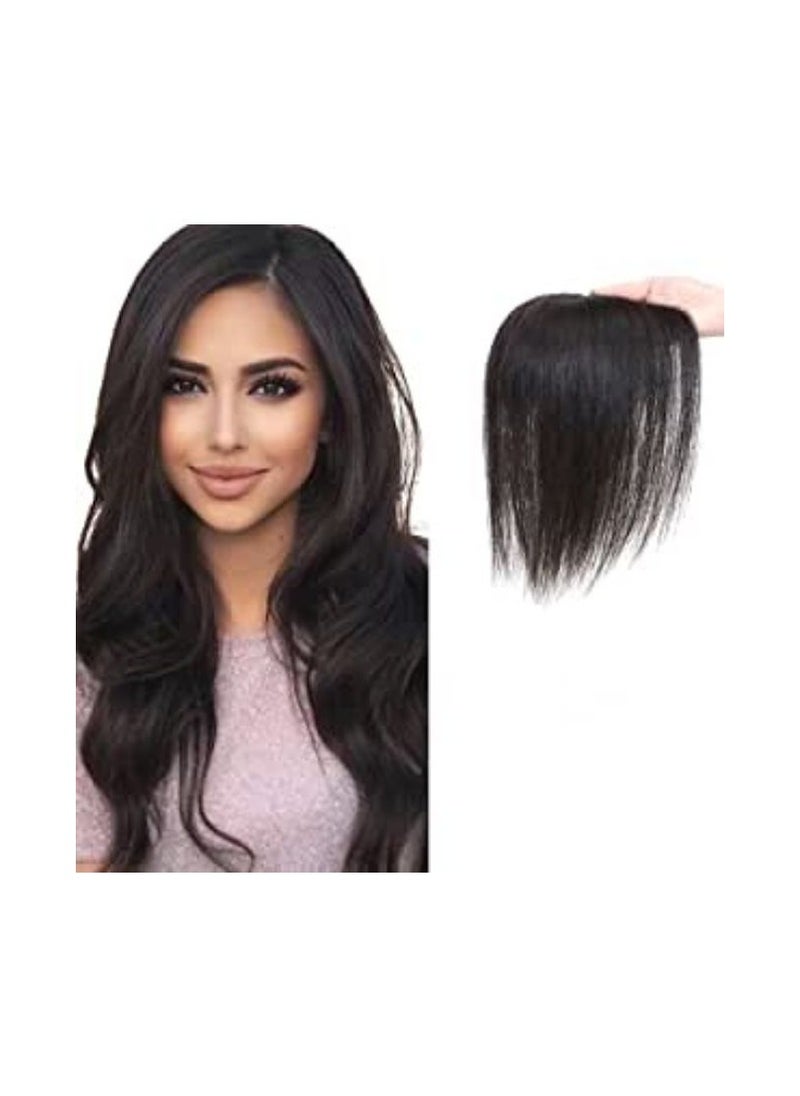 Estelle 100% Human Hair Topper Clip in Hair Toupee for Women Mid Part Straight Wiglets Hairpieces for Mild Hair Loss Volume Cover Gray Hair Nature Black ,Machine Making  - Image 1