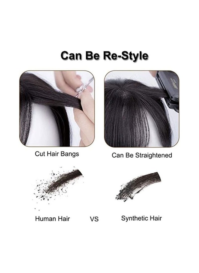 Estelle 100% Human Hair Topper Clip in Hair Toupee for Women Mid Part Straight Wiglets Hairpieces for Mild Hair Loss Volume Cover Gray Hair Nature Black ,Machine Making  - Image 5