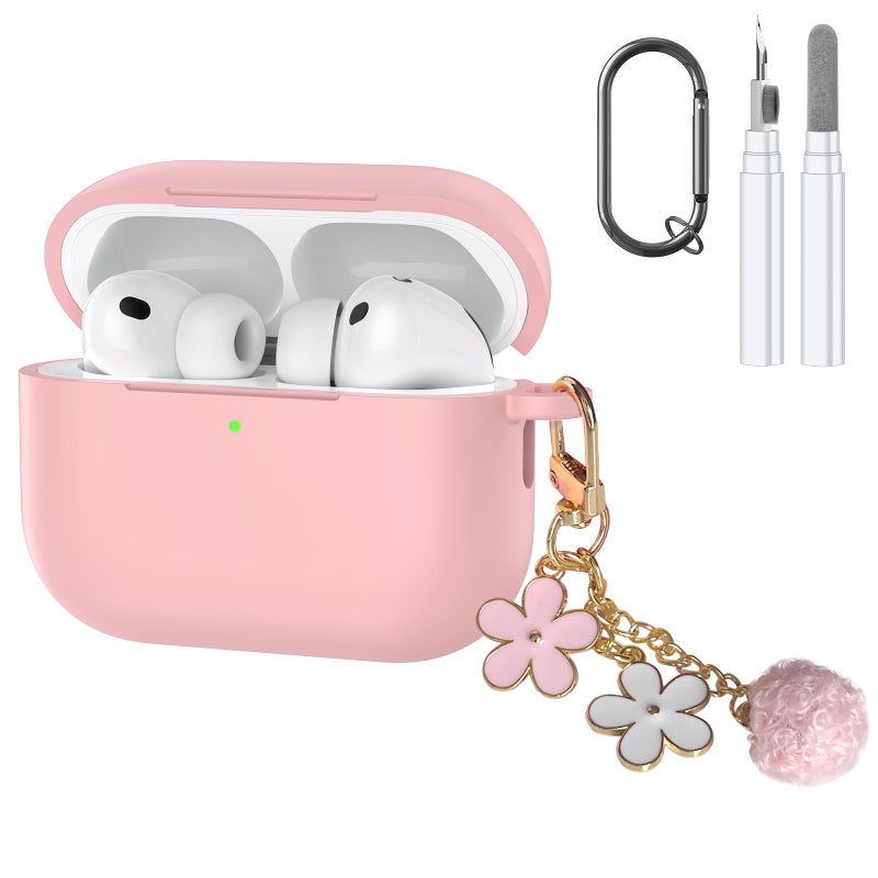 CASEFUN Compatible with AirPods Pro 3 Case, Cute Silicone Apple Airpods Pro 3 Case Protective Cover with Cleaner Kit and Keychain Acessories for Women Girls - Image 1