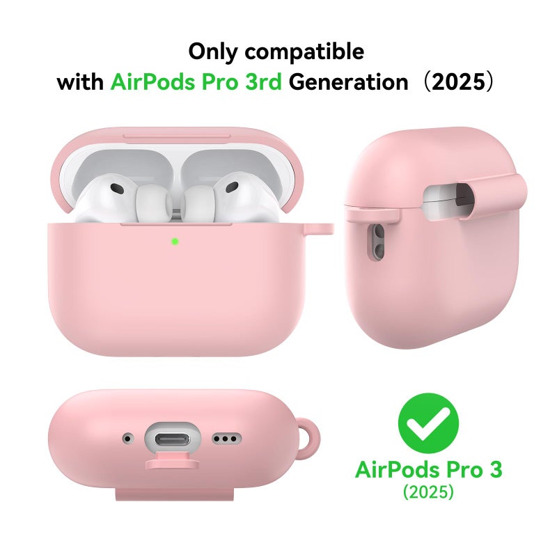 CASEFUN Compatible with AirPods Pro 3 Case, Cute Silicone Apple Airpods Pro 3 Case Protective Cover with Cleaner Kit and Keychain Acessories for Women Girls - Image 2