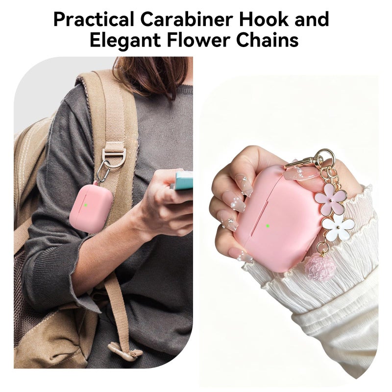 CASEFUN Compatible with AirPods Pro 3 Case, Cute Silicone Apple Airpods Pro 3 Case Protective Cover with Cleaner Kit and Keychain Acessories for Women Girls - Image 4