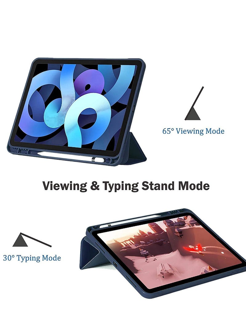 ELTRAZONE for New iPad Air 4th Generation 2020 Case , for New iPad Air 4 10.9 Inch 2020 Case with Pencil Holder, Smart Trifold Stand Cover Case,Auto Sleep/Wake, Navy - Image 2