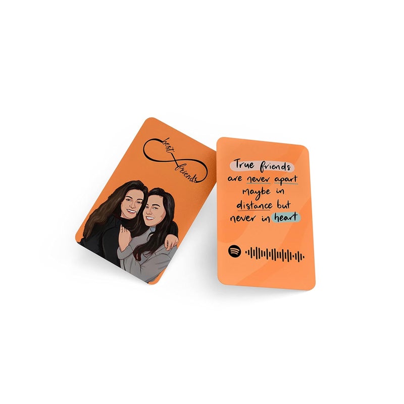 Fairus Customized Wallet Card With Your PhotoIllustration On Front SideSpecial MessageSpotify Song Code Backside Best For Special Occasion Gift For Loved One Best FriendThanksgiving - Image 1