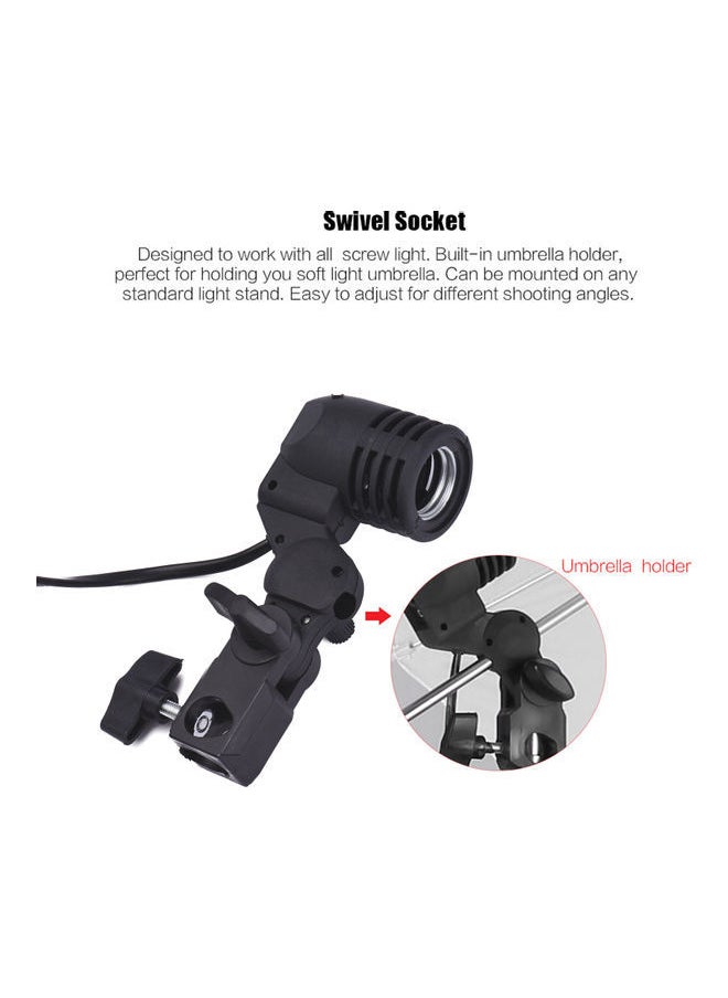 NIBEMINENT - E27 Bulb Holder Socket Flash Swivel Bracket Black - Image 1
