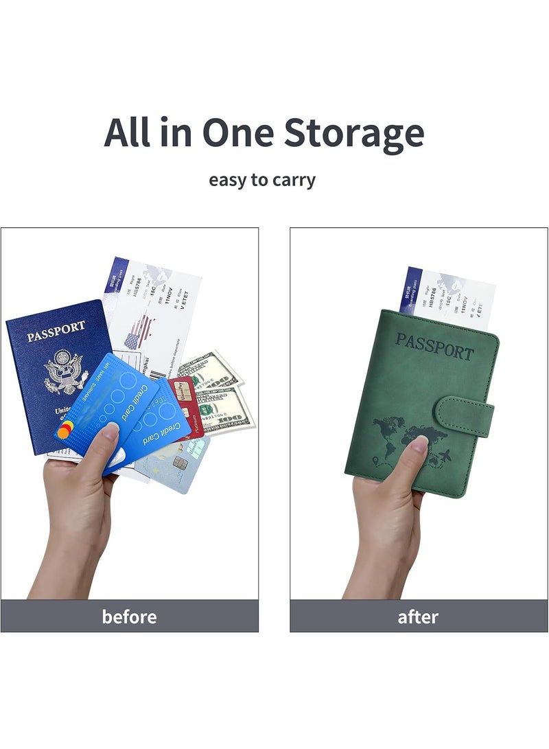Passport Holder for Travel Essentials, Passport Wallet Cover Case for Travel Must Haves Accessories,Passport Book Holders for Women and Men Green  - Image 4