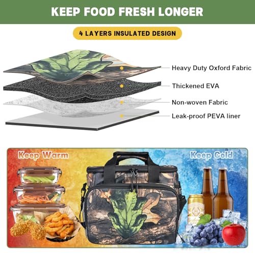 letesult Camo Hunting Tactical Insulated Lunch Bag, 14L Large Camouflage Tactical Lunch Box for Men,Leakproof Lunches Cooler with Mesh Side Pocket &Adjustable Shoulder Strap,Picnic Bag for Adult Camping Travel - Image 4