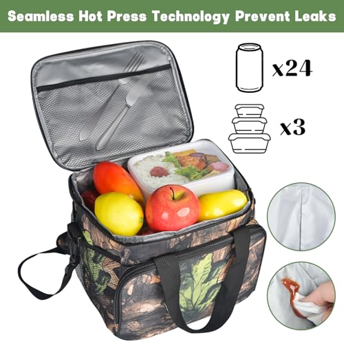 letesult Camo Hunting Tactical Insulated Lunch Bag, 14L Large Camouflage Tactical Lunch Box for Men,Leakproof Lunches Cooler with Mesh Side Pocket &Adjustable Shoulder Strap,Picnic Bag for Adult Camping Travel - Image 5