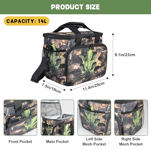 letesult Camo Hunting Tactical Insulated Lunch Bag, 14L Large Camouflage Tactical Lunch Box for Men,Leakproof Lunches Cooler with Mesh Side Pocket &Adjustable Shoulder Strap,Picnic Bag for Adult Camping Travel - Image 2