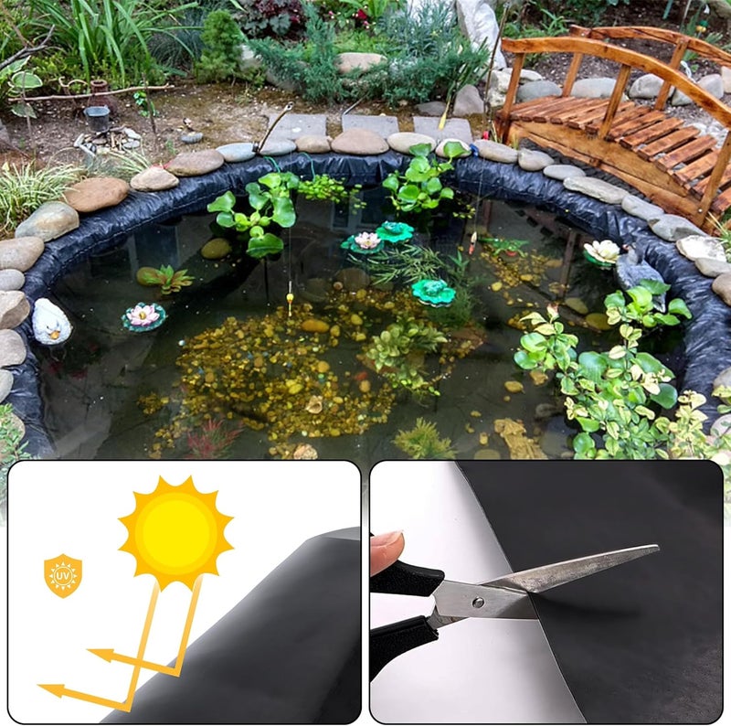 أدرويتيت بطانة بركة 14 × 14 قدم، بطانة HDPE لبركة الأسماك 20 مل، بطانة برك للبرك الخارجية، برك الكوي، نافورة الحديقة، شلال - Image 4
