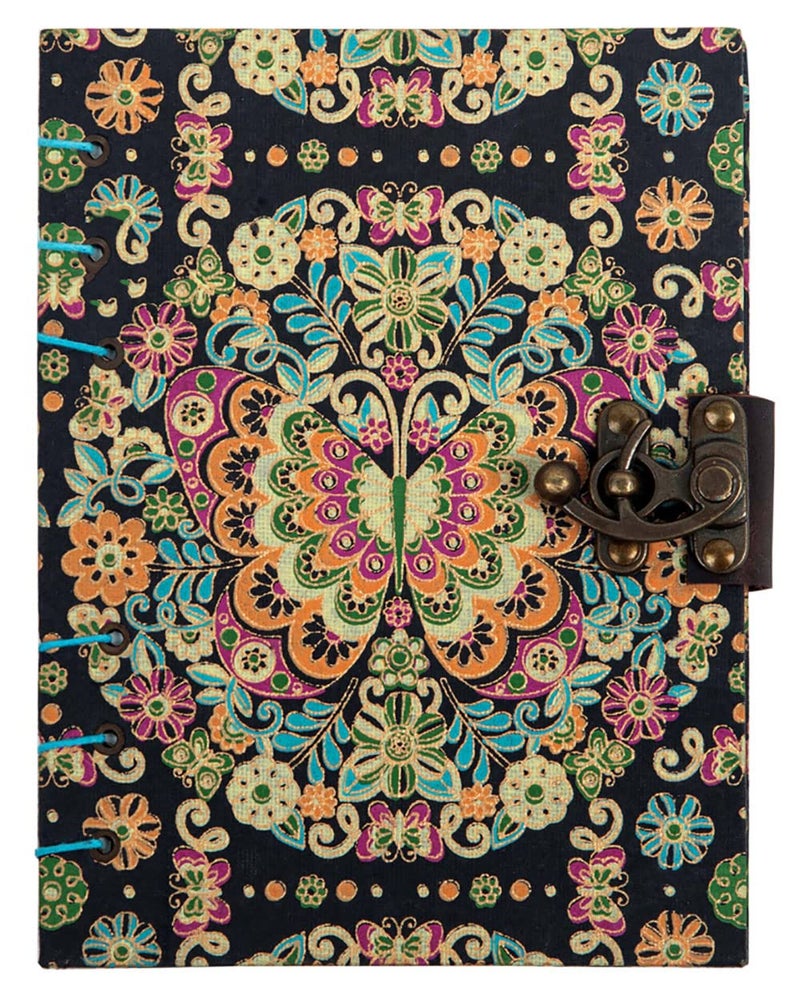 CRAFT JUNKY Journal Diary with Handcrafted Box, 6 x 8 Inch Special Binding Unruled Lock Diary for Girls, Serigraphy Art Book with Butterfly Print Sketch Book for Artists, 200 Acid-Free Pages A4 - Image 1