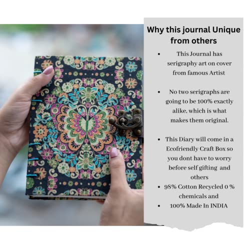CRAFT JUNKY Journal Diary with Handcrafted Box, 6 x 8 Inch Special Binding Unruled Lock Diary for Girls, Serigraphy Art Book with Butterfly Print Sketch Book for Artists, 200 Acid-Free Pages A4 - Image 2