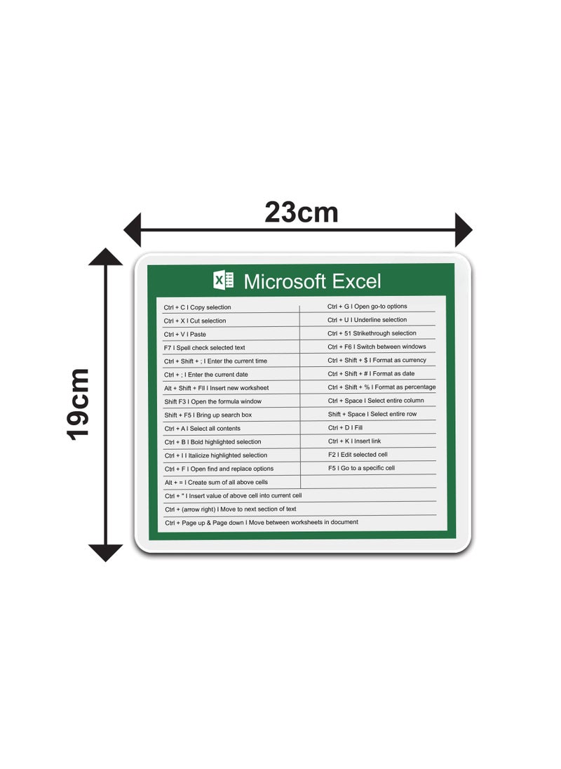 PRINTSHOP4ME - Excel Shortcut Printed Mousepad - Gift for Accountant - Employees - Dad - Coworkers - Colleagues - Friends and Family - Mousepad for Printed Excel Cheat Sheet - Image 1