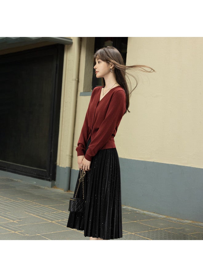 Mt [christmas Miracle Night] Autumn And Winter Gentle V-neck Draping Base Layer Sweater, Skin-friendly Concealing Knit Top For Wome - Image 4