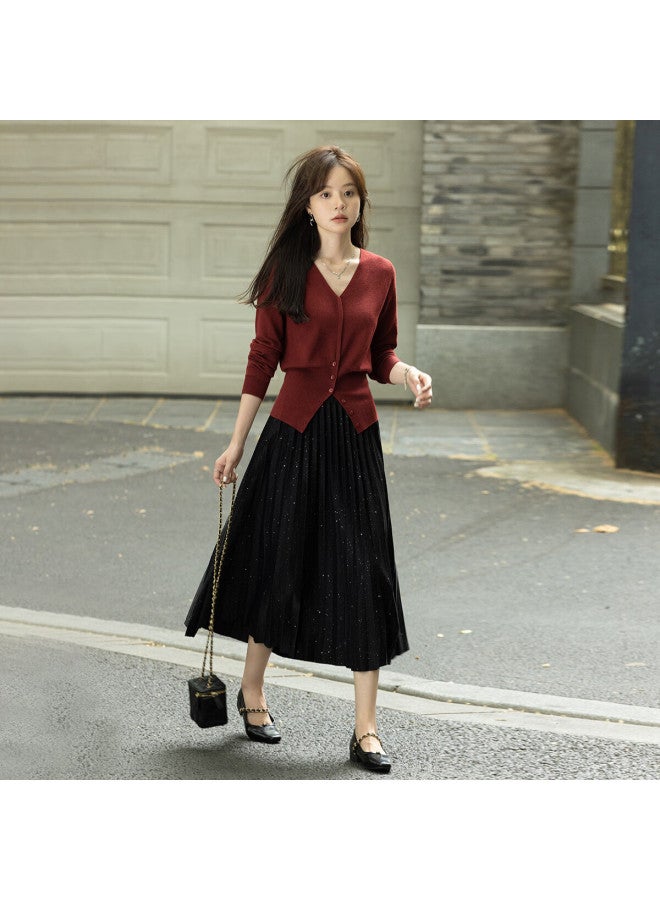 Mt [christmas Miracle Night] Autumn And Winter Gentle V-neck Draping Base Layer Sweater, Skin-friendly Concealing Knit Top For Wome - Image 3