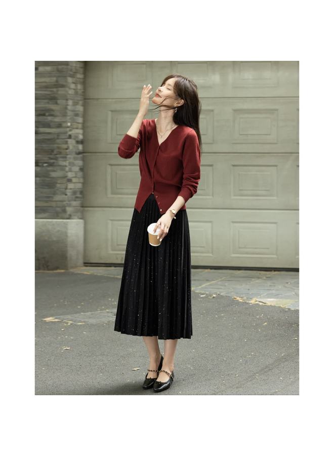 Mt [christmas Miracle Night] Autumn And Winter Gentle V-neck Draping Base Layer Sweater, Skin-friendly Concealing Knit Top For Wome - Image 5