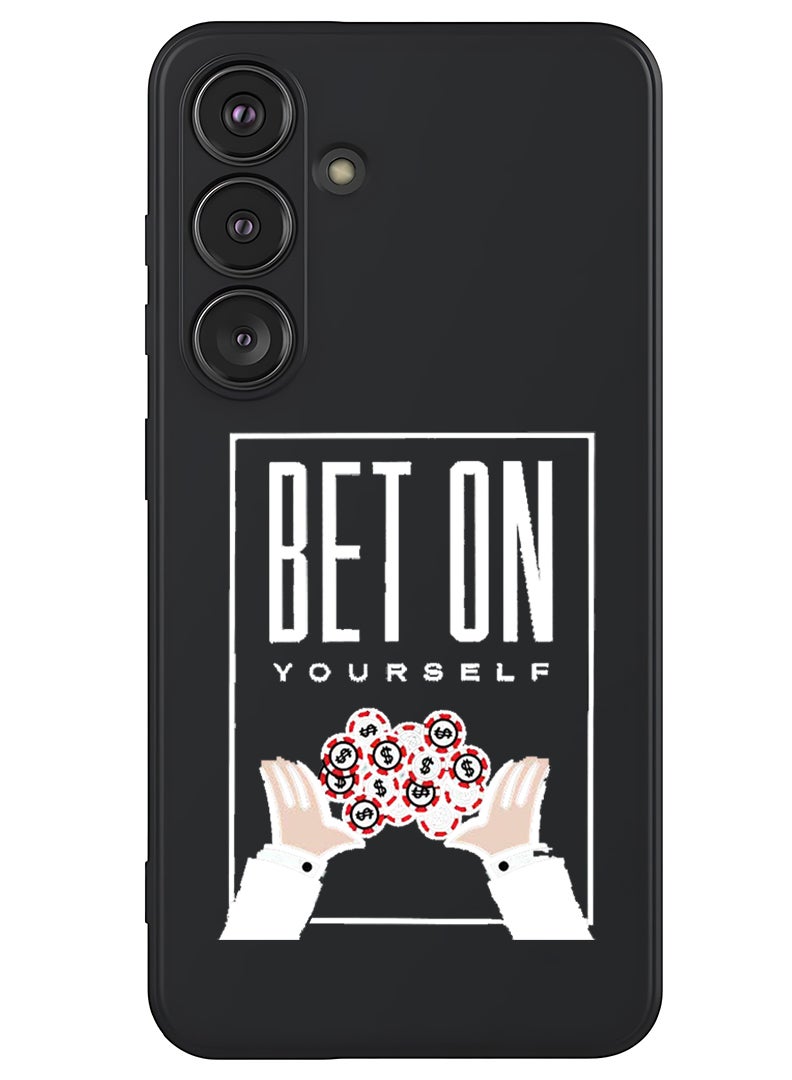 Theodor Protective Slim Fit Case Liquid Silicone Cover with Full Body Protection Anti-Scratch Shockproof Case For Samsung Galaxy S25 (Black) - Bet on yourself - White - Image 1