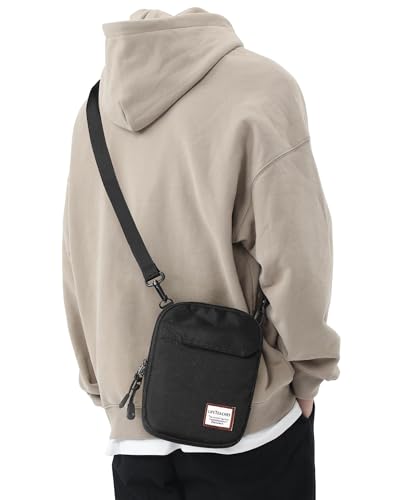 SEAFEW Small Crossbody Bag for Men Women, Sling Messenger Shoulder Backpack Cross body Hobo Satchel Bag, Side Bags Over the Shoulder Fanny Back Pack Purse for Casual Travel Hiking Sport Gym - Black Large - Image 1