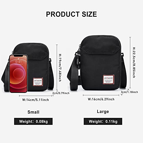 SEAFEW Small Crossbody Bag for Men Women, Sling Messenger Shoulder Backpack Cross body Hobo Satchel Bag, Side Bags Over the Shoulder Fanny Back Pack Purse for Casual Travel Hiking Sport Gym - Black Large - Image 3