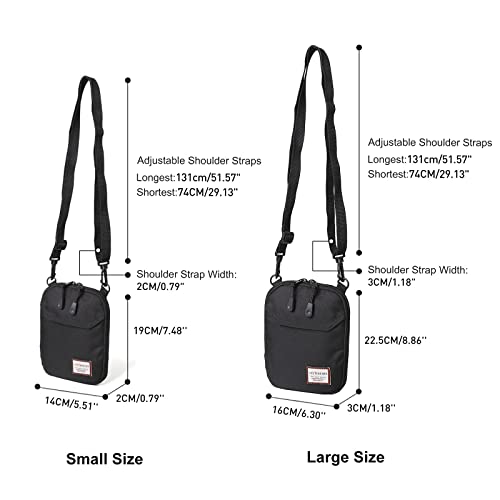 SEAFEW Small Crossbody Bag for Men Women, Sling Messenger Shoulder Backpack Cross body Hobo Satchel Bag, Side Bags Over the Shoulder Fanny Back Pack Purse for Casual Travel Hiking Sport Gym - Black Large - Image 4