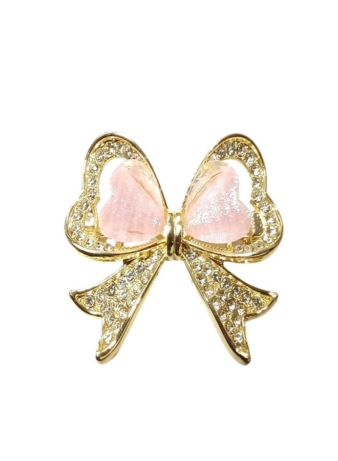 Plenteous بروش فاخر على شكل فيونكة للنساء - مشبك ساري مرصع بأحجار الراين الكريستالية، تصميم قلب أنيق بألوان الباستيل، مجوهرات عصرية للدوباتا والفساتين والسترات الرسمية وملابس الزفاف والحفلات (قطعة واحدة، متعدد الألوان) - Image 1