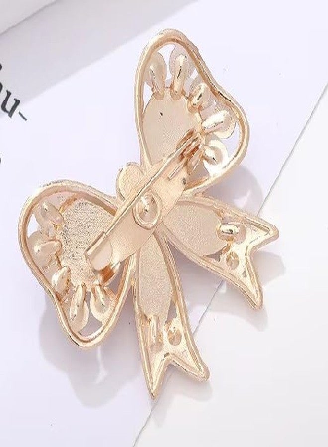 Plenteous بروش فاخر على شكل فيونكة للنساء - مشبك ساري مرصع بأحجار الراين الكريستالية، تصميم قلب أنيق بألوان الباستيل، مجوهرات عصرية للدوباتا والفساتين والسترات الرسمية وملابس الزفاف والحفلات (قطعة واحدة، متعدد الألوان) - Image 3