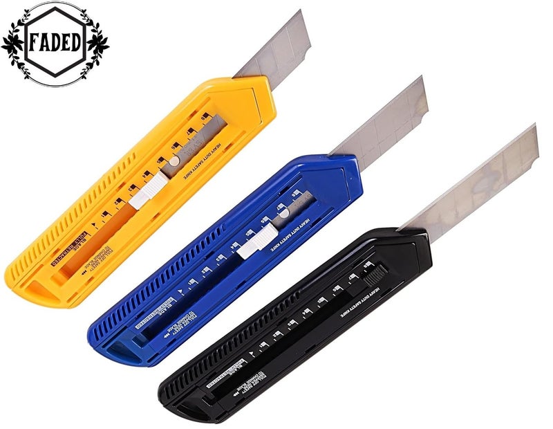 Faded 25mm Snap-Off Cutter with Durable Plastic Body – Heavy-Duty Utility Knives for Industrial, Home, Office, Art & Craft Use – Sharp, Safe, and Easy to Use (2pcs) - Image 3