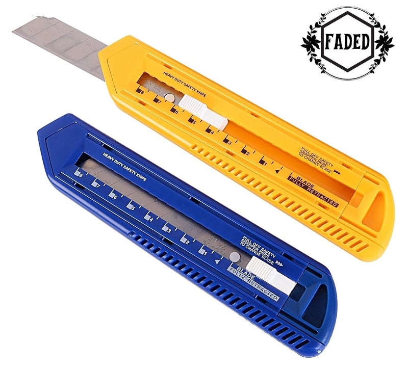 Faded 25mm Snap-Off Cutter with Durable Plastic Body – Heavy-Duty Utility Knives for Industrial, Home, Office, Art & Craft Use – Sharp, Safe, and Easy to Use (2pcs) - Image 4