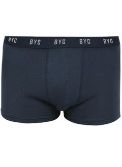 BYC MEN'S COTTON BOXER BRIEF TRUNKS - NAVY BLUE  - Image 1