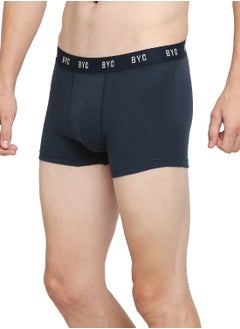 BYC MEN'S COTTON BOXER BRIEF TRUNKS - NAVY BLUE  - Image 4