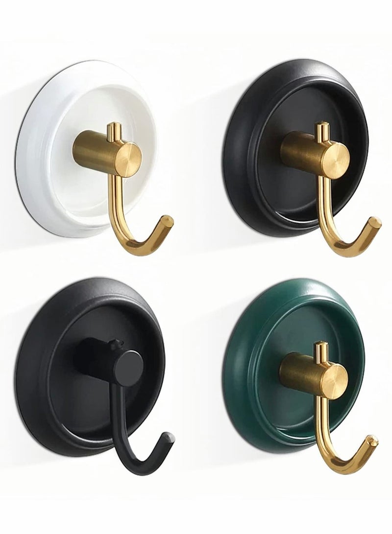 XiuWoo Adhesive Hooks Bathroom Towel Hooks, 304 Stainless Steel Heavy Duty Wall Robe Waterproof No Drilling Required, 4 pcs - Image 1