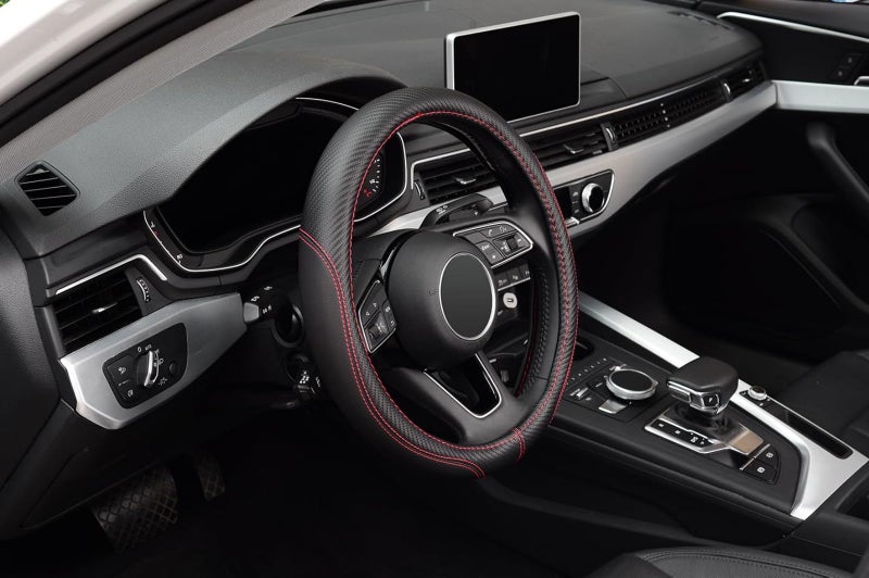 LABBYWAY Microfiber Leather Auto Car Steering Wheel Cover, Universal Fit 15 Inch Anti-Slip Wheel Protector, Black - Image 4