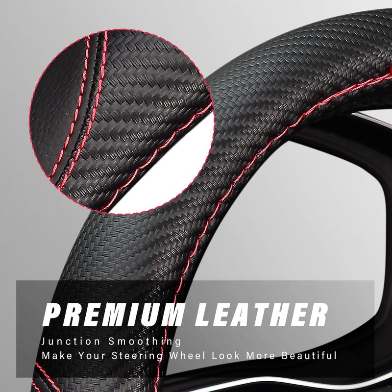 LABBYWAY Microfiber Leather Auto Car Steering Wheel Cover, Universal Fit 15 Inch Anti-Slip Wheel Protector, Black - Image 5