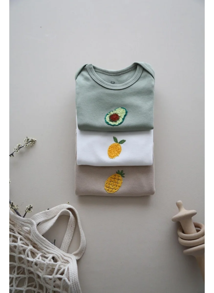 اوهلالا كوالا 3-Piece Embroidered Snap Badi - Zıbın Model 3