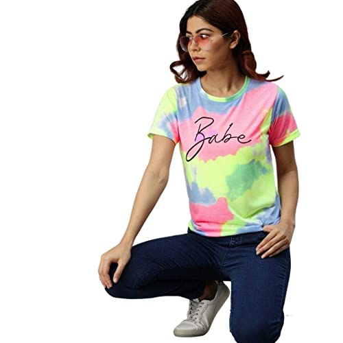 JUNEBERRY® Cotton Blend Tie-Dye Round Neck Half Sleeve Regular Fit Printed T-Shirt for Women & Girls Multicolour - Image 5