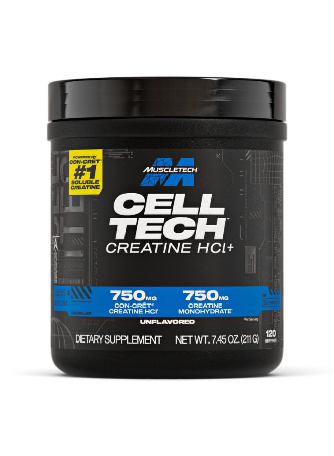 MuscleTech Cell-Tech Creactor Creatine HCL + Free-Acid Creatine, Amplify Size, Strength, & Recovery | Provides A Highly Soluble Form Of Creatine, 750MG Creatine HCL | 750MG Free-Acid Creatine | 120 Servings, Unflavored Natural Flavors, Dietary Supplement, Net WT. 8.47 OZ. (240G), 1 Per Serving - Image 1