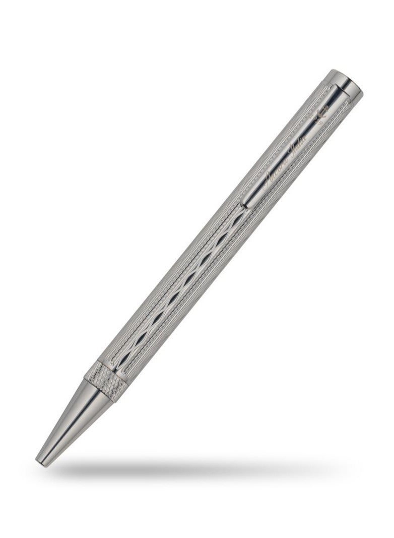 أنكورا قلم سوفرين كروم ١٩١٩ إصدار محدود ٨٨٨ – قابل لإعادة التعبئة – حواف مطلية بالذهب الأبيض – قلم فاخر محفور – هدية للرجال والنساء – حبر أزرق - Image 5