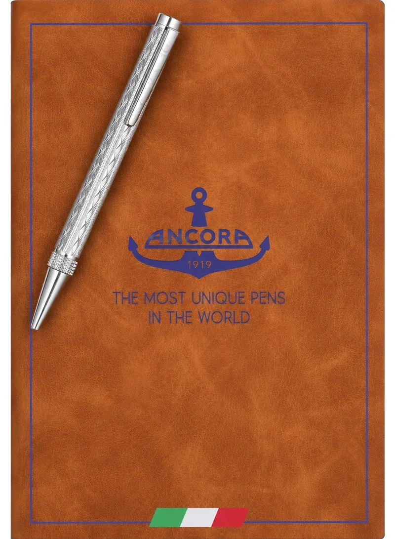 Ancora 1919 Sovereign Chrome Limited 888 Edition Refillable Ballpoint Pen - White Gold Trim - Engraved Luxury Pen - Gift for Men & Women - Blue Ink