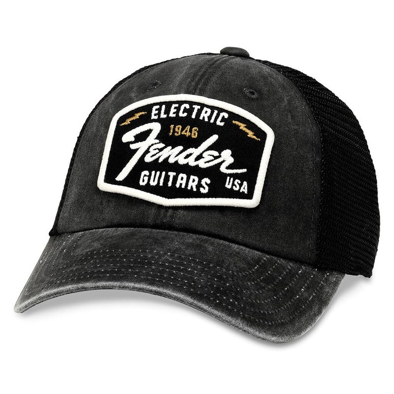 AMERICAN NEEDLE Raglan Bones Fender Electric Guitars Baseball Cap Buckle Strap Dad Hat (FEND-1908A-BLK)