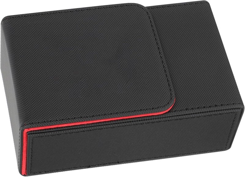 Pu Tarot Cards Storage Case Holder for Collectible Game Cards Portable Rectangular Pu Leather Canister with Six-pointed Star Pattern Black and Red Plaid Suitable for Random Style - Image 1