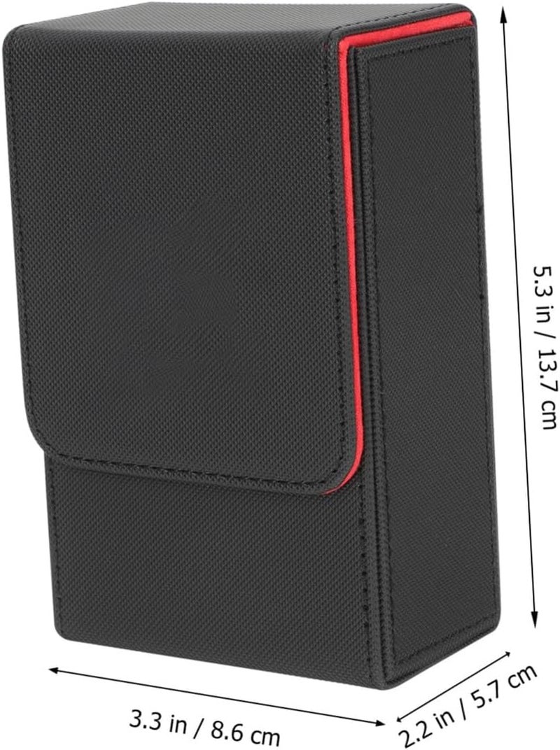 Pu Tarot Cards Storage Case Holder for Collectible Game Cards Portable Rectangular Pu Leather Canister with Six-pointed Star Pattern Black and Red Plaid Suitable for Random Style - Image 2