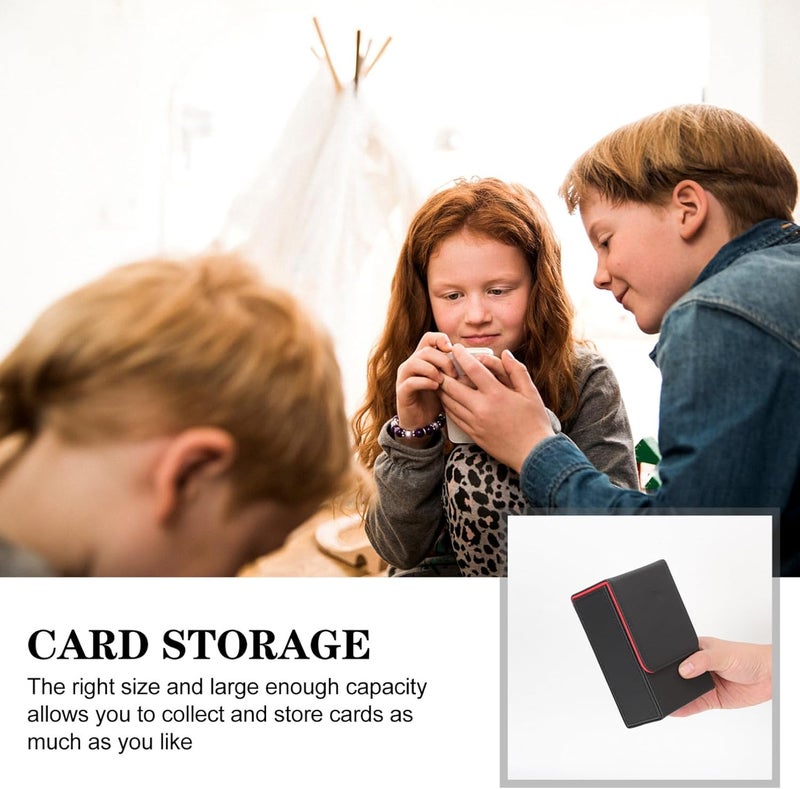 Pu Tarot Cards Storage Case Holder for Collectible Game Cards Portable Rectangular Pu Leather Canister with Six-pointed Star Pattern Black and Red Plaid Suitable for Random Style - Image 3