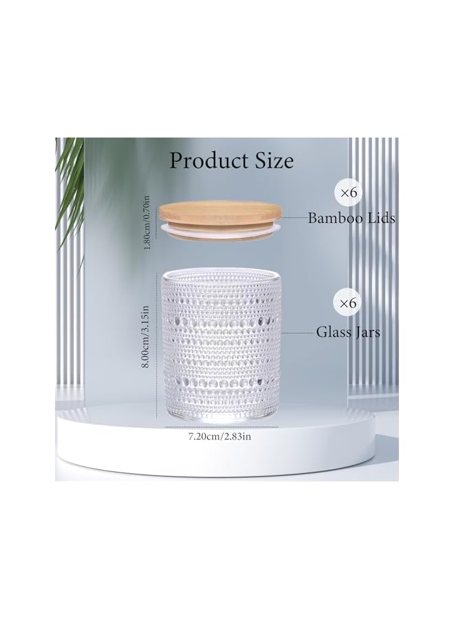 The Bros 6 عبوات زجاجية شفافة لصنع الشموع - 8 أونصات/220 مل عبوات زجاجية فارغة لصنع الشموع مع أغطية من الخيزران، مستلزمات صنع الشموع، حاويات الشموع للديكور المنزلي، حفلات الزفاف، تزيين طاولات الحفلات - Image 3