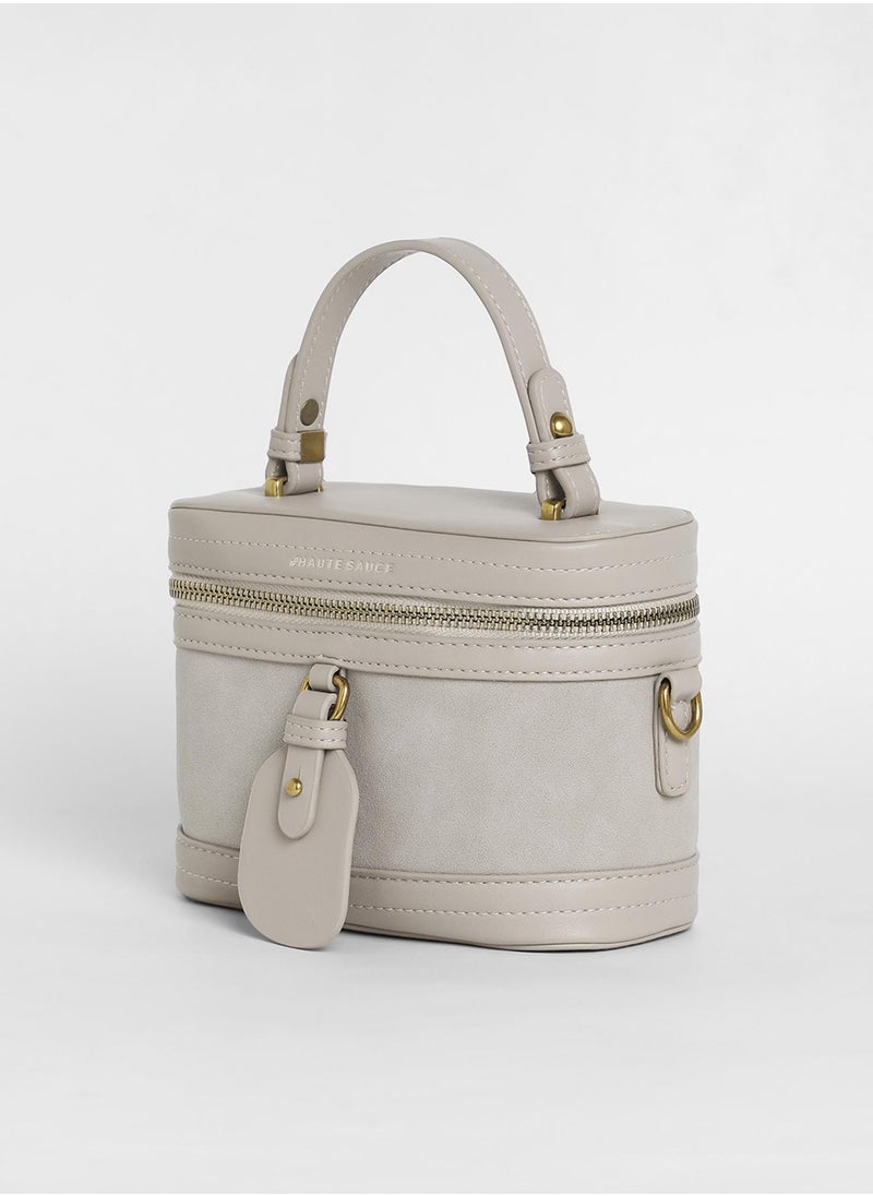 Haute Sauce - Women's The Velvet Oval Bucket Bag - Ash Grey - Image 1