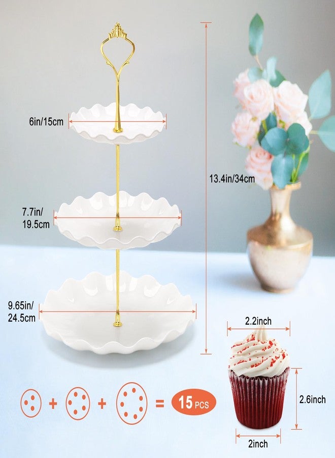 Coitak 3 Tier Cupcake Stand, Plastic Tiered Serving Stand, Dessert Tower Tray for Tea Party, Baby Shower and Wedding (Wavy-Metal Rod) - Image 3