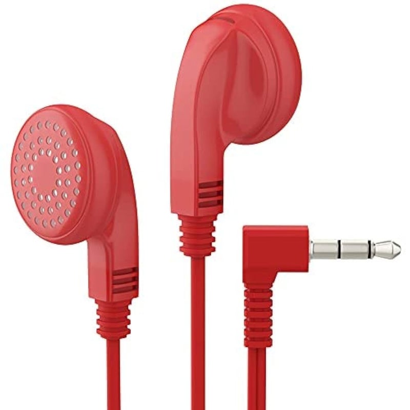 Maeline Bulk Earphones with 35 mm Headphone Plug 100 Pack Red