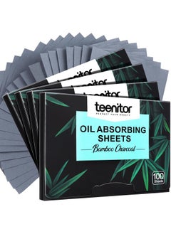 Teenitor Teenitor 400 Counts Oil Blotting Papers for Face, Bamboo Charcoal Oil Absorbing Sheets for Oily Skin, Oil Blotting Sheets for Face, Oil Absorbent Pads Blotter Paper, Oil Face Wipes Large 10cmx7cm  - Image 1