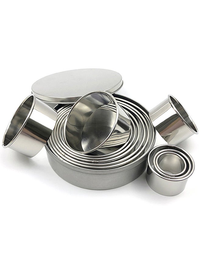 11 قطعة فضية من الفولاذ المقاوم للصدأ Cookie تخرج دائرة عجينة قطع مجموعة - Image 1