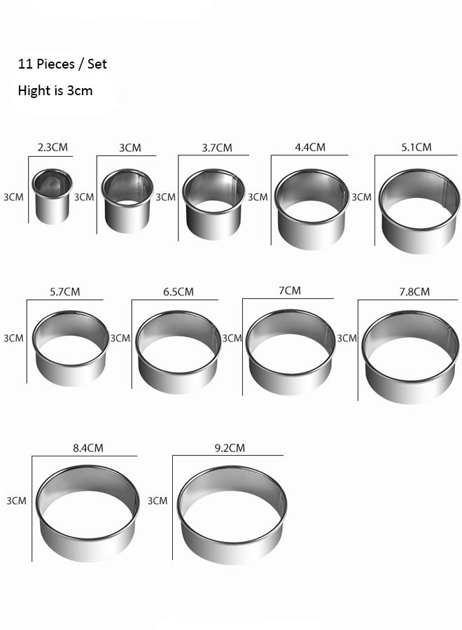 11 قطعة فضية من الفولاذ المقاوم للصدأ Cookie تخرج دائرة عجينة قطع مجموعة - Image 4